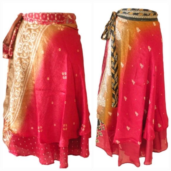 🔸️The Magic Wrap Red Print Reversible Convertible Dress/Skirt Small - Picture 8 of 12